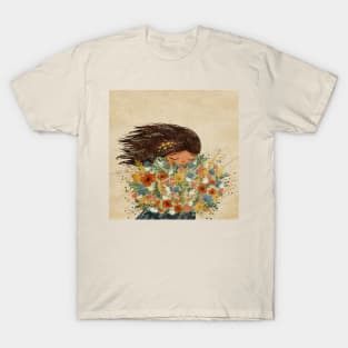 A Girl with a Wildflower Bouquet T-Shirt